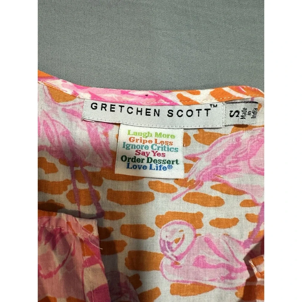 Gretchen Scott Orange/Pink Flamingo Tennis Swim Cover/Dress S‎